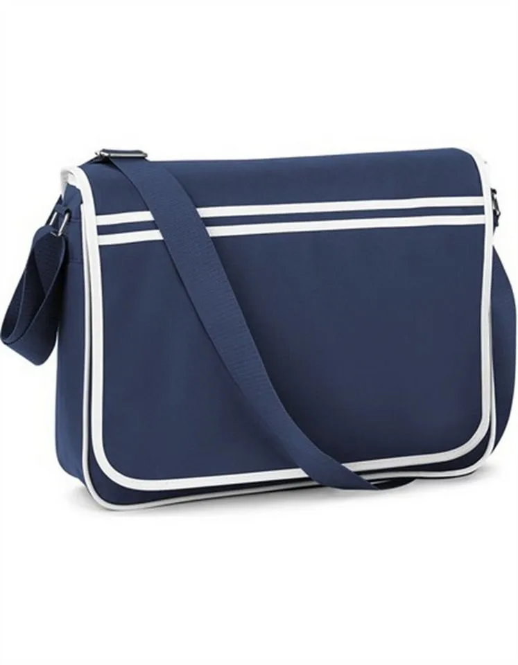 BagBase BagBase Umhängetasche Retro Messenger Umhängetasche, 40 x 30 x 10 cm, French navy/white, – Produktbild 4 von 5