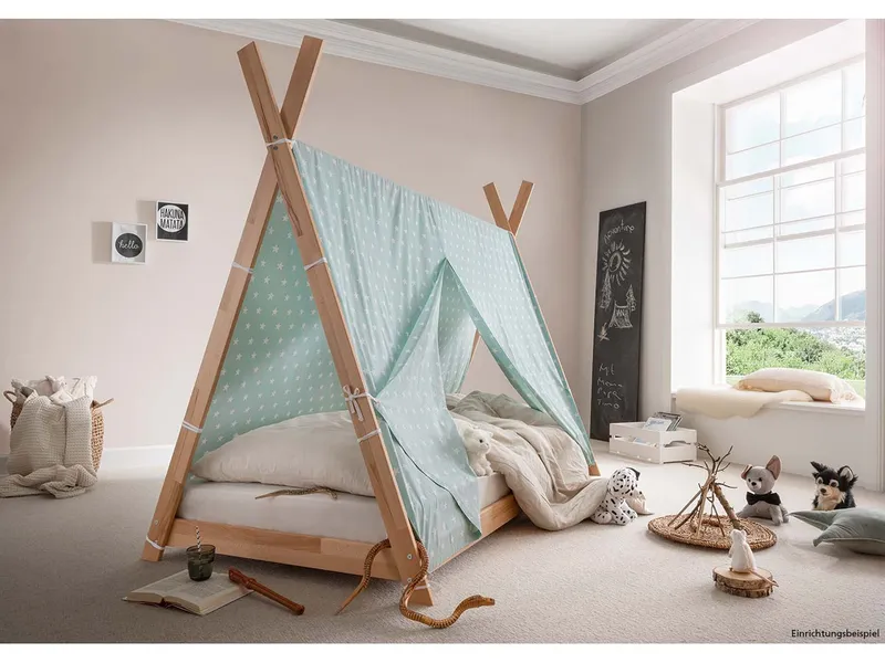 Infantil Infantil Kinderbett "Pinocchio"mit Bezug mint, Buche geölt, Tipibett – Produktbild 1 von 1