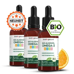 kindgesund Omega-3 Bio-Algenöl Kinder Tropfen - Orange 3x 50ml – Produktbild 1 von 1