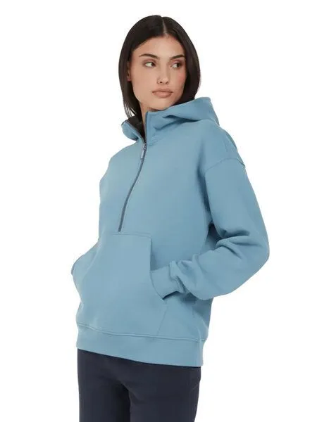 EarthPositive EarthPositive Damen Hoodie - Half Zip Suede - aus Bio-Baumwolle, Blue dusk (blau), – Produktbild 3 von 4