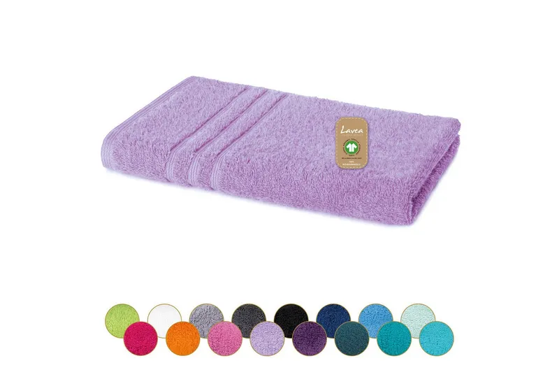 Lavea Handtücher Bali Handtuch 50x100 cm, Sporthandtuch, Fitness-Handtuch, Weiches Bio-Baumwollfrottee (1-St), pflegeleicht, GOTS-zertifiziert, extra saugstark mit 500g/m², Flieder, – Produktbild 1 von 4