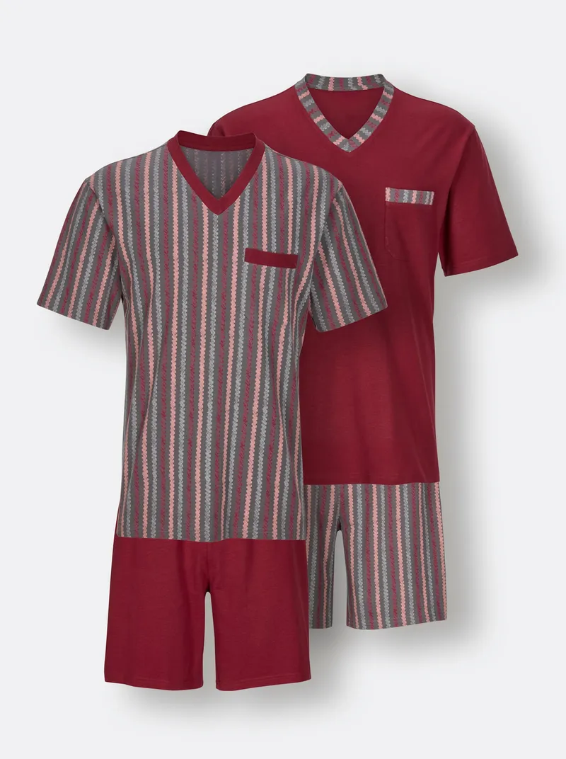 wäschepur men Shortys dunkelrot + dunkelrot-anthrazit-bedruckt, Dunkelrot + dunkelrot-anthrazit-bedruckt, – Produktbild 1 von 3