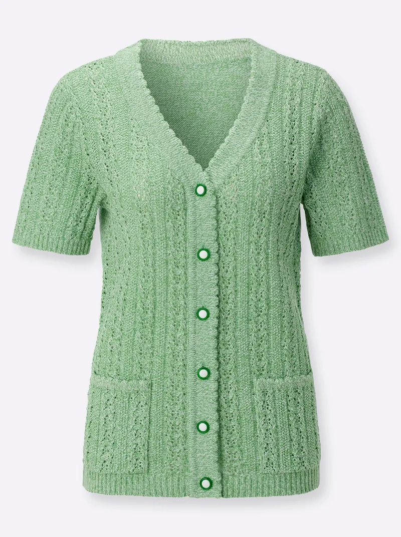 Witt Ajourstrickjacke, Apfel-ecru-meliert, – Produktbild 2 von 2