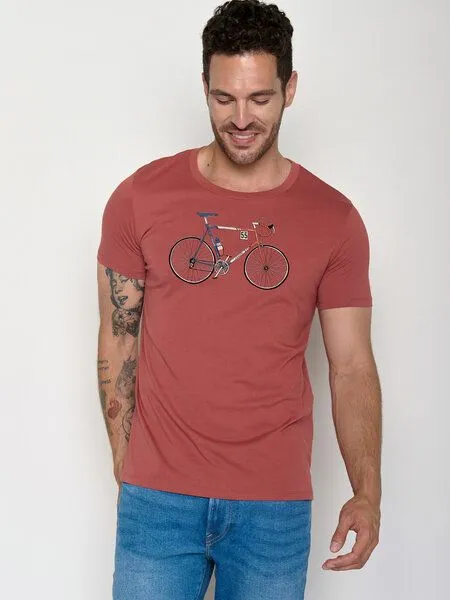 GreenBomb GreenBomb Bike Jacques Guide - Sportliches T-Shirt aus Bio-Baumwolle, Rot (sonnenuntergangsrot), – Produktbild 1 von 4