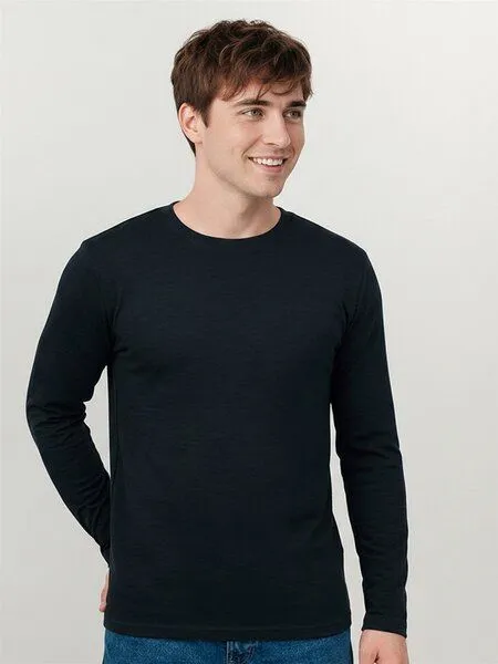 GreenBomb GREENBOMB Basic Base - Funktionales Longsleeve aus Merino-Wolle / Fair & Vegan, Schwarz (schwarz), – Produktbild 2 von 4