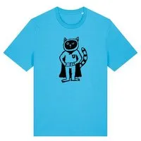 päfjes Superkater Karlo / Superheld - päfjes Fair Wear Bio Männer T-Shirt, Blau, – Produktbild 1 von 1