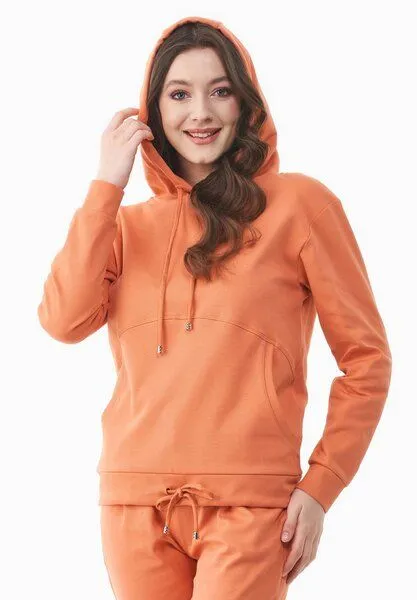 ORGANICATION ORGANICATION Leichte Hoodie aus Bio-Baumwolle, Dusty orange, – Produktbild 1 von 4