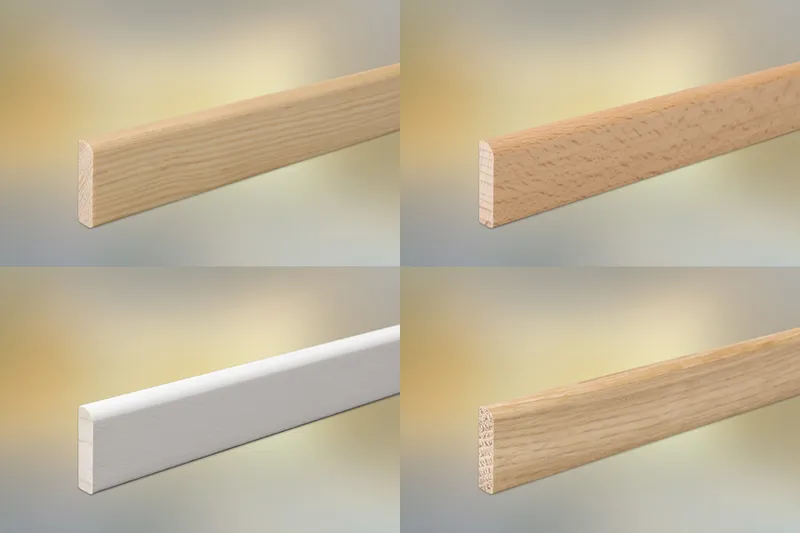 woodstore24 Sockelleiste Massivholz weiß für Parkett und Massivholzdielen, 23 x 5 mm, weiß lackiert (RAL 9016), fallende Längen 100 - 290 cm – Produktbild 1 von 1