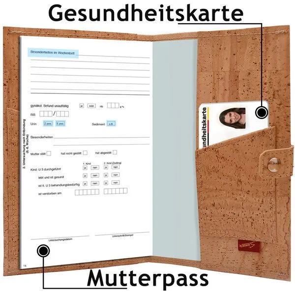 Simaru Simaru Mutterpasshülle Storch aus Kork mit 2 Fächern und Druckknopf-Verschluss – Produktbild 4 von 5