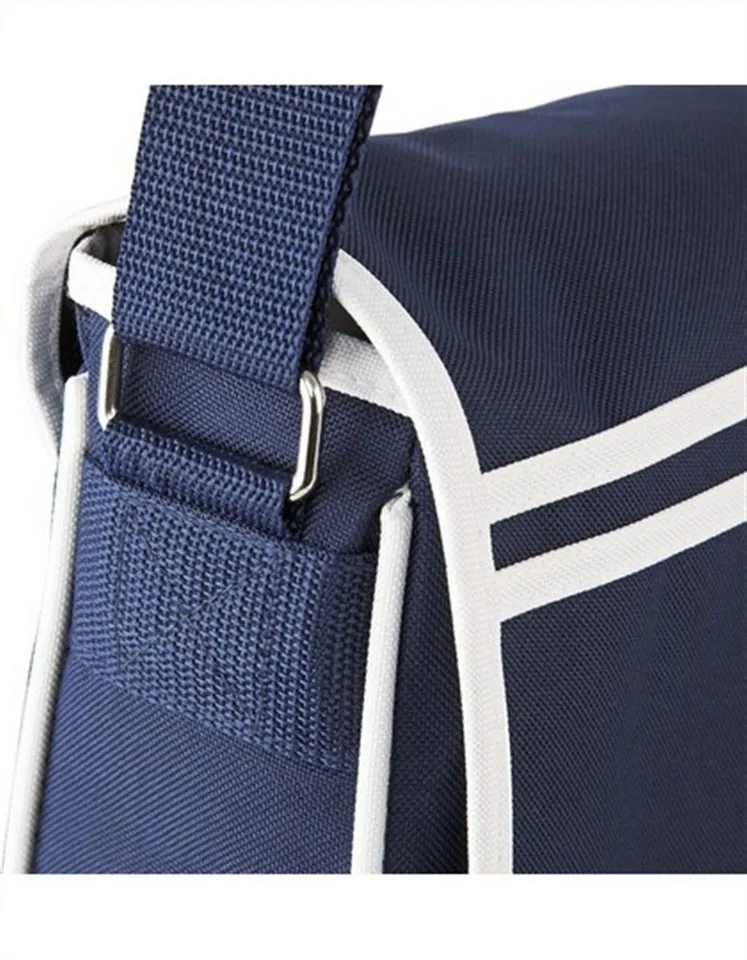 BagBase BagBase Umhängetasche Retro Messenger Umhängetasche, 40 x 30 x 10 cm, French navy/white, – Produktbild 5 von 5