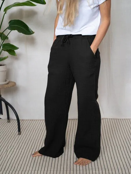 FUXBAU FUXBAU Frauen Musselinhose, Schwarz, – Produktbild 2 von 4