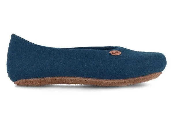 WoolFit WoolFit Ballerina Hausschuhe mit vegetabiler Ledersohle und Filzeinlage, Blau, – Produktbild 3 von 4