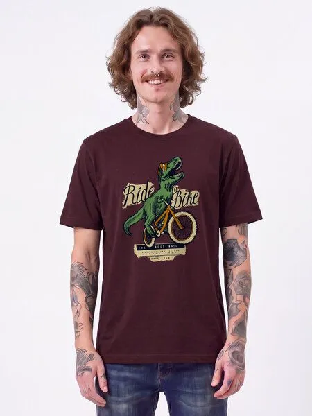 watapparel watapparel T-Shirt Unisex T-Rex Fahrrad, Red brown, – Produktbild 2 von 2