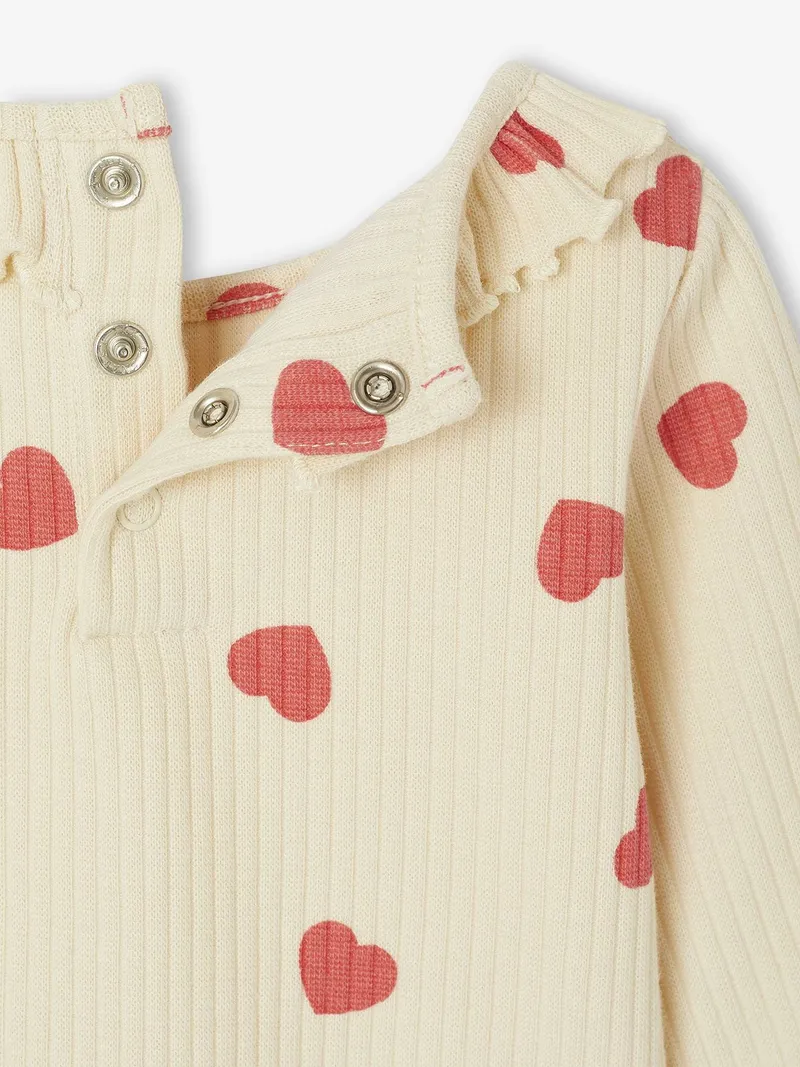 Vertbaudet Mädchen Baby Shirt mit Volantkragen, Vanille, – Produktbild 3 von 4