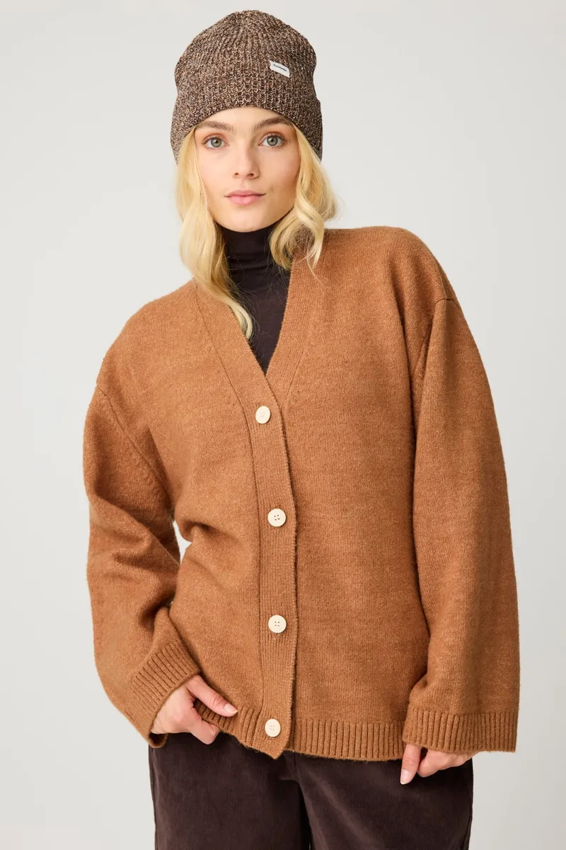 KnowledgeCotton Apparel KnowledgeCotton Apparel Damen vegan Strickjacke Aus Soufflé Garn Lion Brown, Braun, – Produktbild 2 von 2