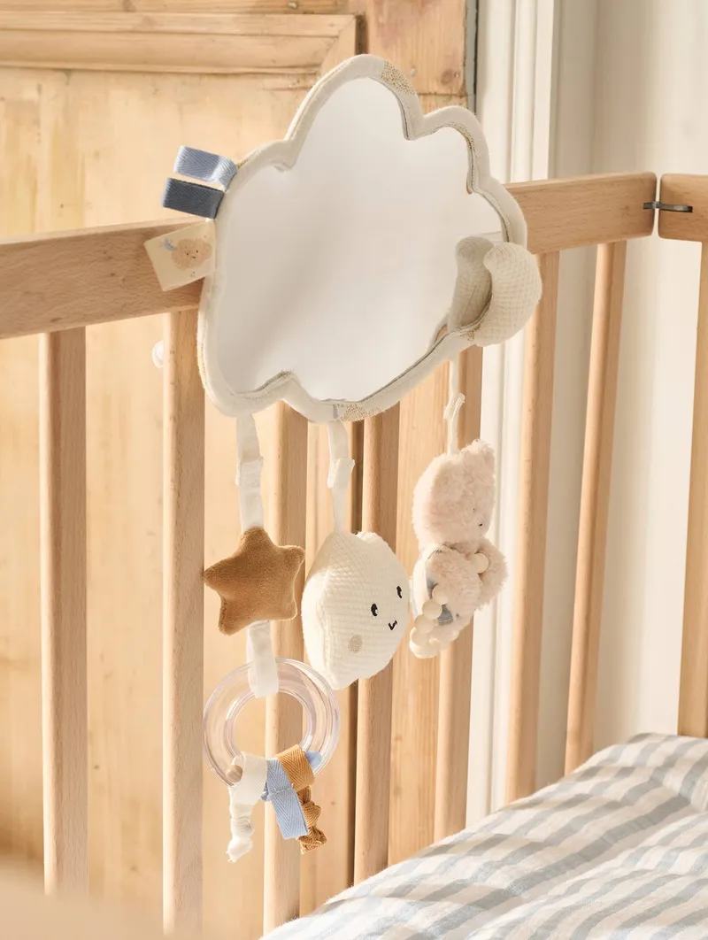 Vertbaudet Baby Activity-Spiegel WOLKE zum Aufhängen oder Aufstellen, Weiß, – Produktbild 2 von 4