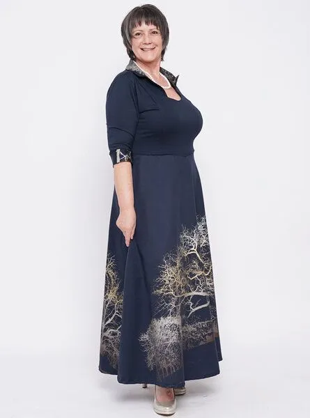 Peaces.bio - handbedruckte Biomode Peaces.bio - handbedruckte Biomode Abendkleid Zauberlandschaft – Produktbild 1 von 4