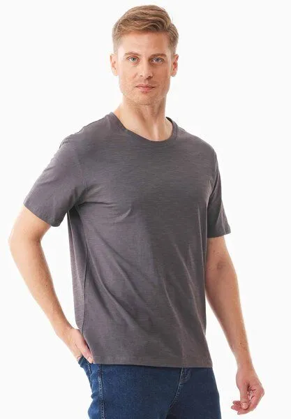 ORGANICATION ORGANICATION Basic T-Shirt aus Bio-Baumwolle, Asphalt, – Produktbild 3 von 4