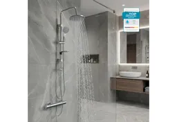 Hansgrohe Hansgrohe Duscharmatur Ecostat 1001CL Brausethermostat Set mit Aloni Handbrause & Regendusche (Spar-Set) EcoStop & 40°C Sicherheitssperre, Armatur in chrom, Wandmontage – Produktbild 1 von 1