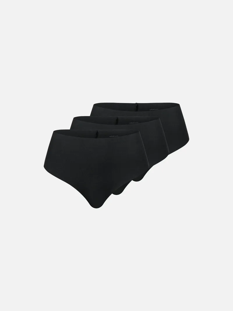 erlich textil erlich textil Light Touch High Waist Brazil String im 3er Pack aus weichem Modal, made in Europe, Schwarz, – Produktbild 2 von 5