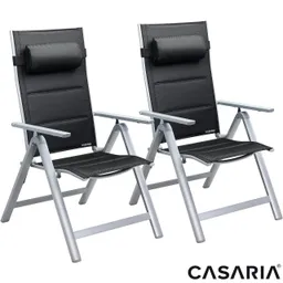Casaria® Casaria Casaria Gartenstuhl Bern Premium 2er-Set Silber gepolstert – Produktbild 1 von 1