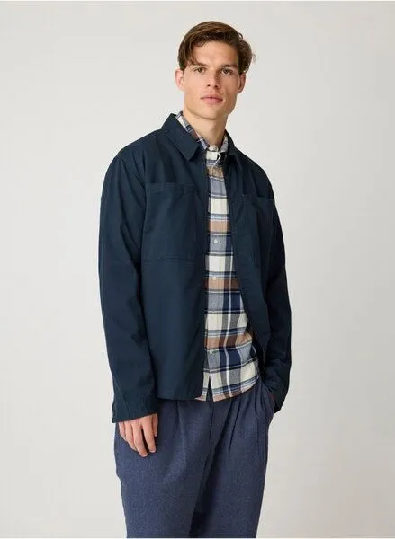 KnowledgeCotton Apparel KnowledgeCotton Apparel Kariertes Hemd CHECKERED SHIRT Flanell aus Bio-Baumwolle, Blau (navy), – Produktbild 3 von 4