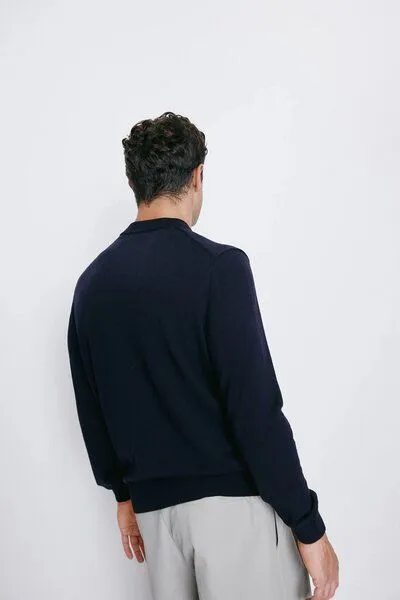 Unfeigned Unfeigned - Pullover Crewneck Merino Knit, Blau (dark navy), – Produktbild 4 von 4