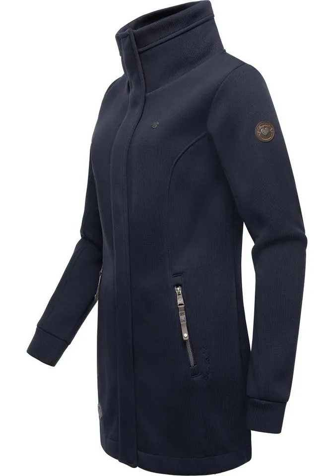 ragwear ragwear Sweatjacke Letrice Bonded Elegante Zip-Jacke mit hohem Kragen in Feinstrickoptik, Blau, – Produktbild 2 von 5