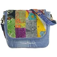 Sunsa Sunsa Damen Messenger Tasche. Nachhaltige Umhängetasche aus recycelter Sari & Jeans – Produktbild 1 von 1