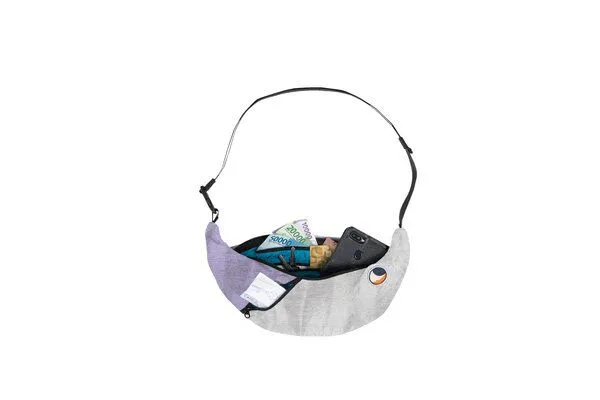 Ticket to the Moon Ticket to the Moon upcycled Bauchtasche/Crossbody Umhängetasche "Sling Bag", Hellgrau-flieder, – Produktbild 4 von 4
