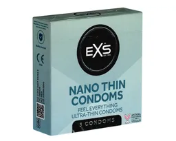 EXS Kondome Nano Thin - superdünne Kondome mit der dünnsten Wandstärke Packung mit, 3 St., extra dünne Kondome für echtes Gefühl, samtige Oberfläche, perfekte Wärme-Übertragung – Produktbild 1 von 1