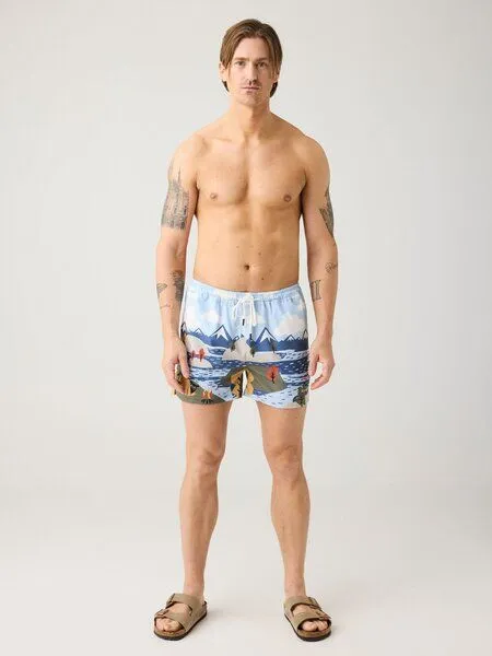 KnowledgeCotton Apparel KnowledgeCotton Apparel Mittellange Badehose mit Prints aus recyceltem Polyester, Blau-blue, – Produktbild 1 von 4