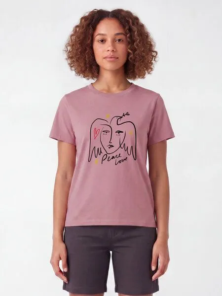 watapparel watapparel T-Shirt Frauen Peace Love, Lilac dream, – Produktbild 2 von 2