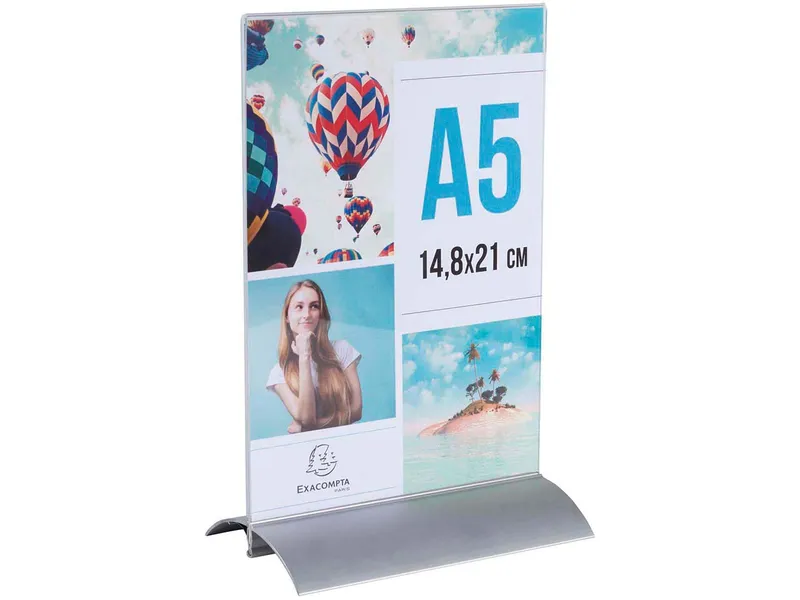Exacompta Exacompta Tischaufsteller "Exacryl" mit Aluminiumfuß, DIN A5, vertikal – Produktbild 1 von 2