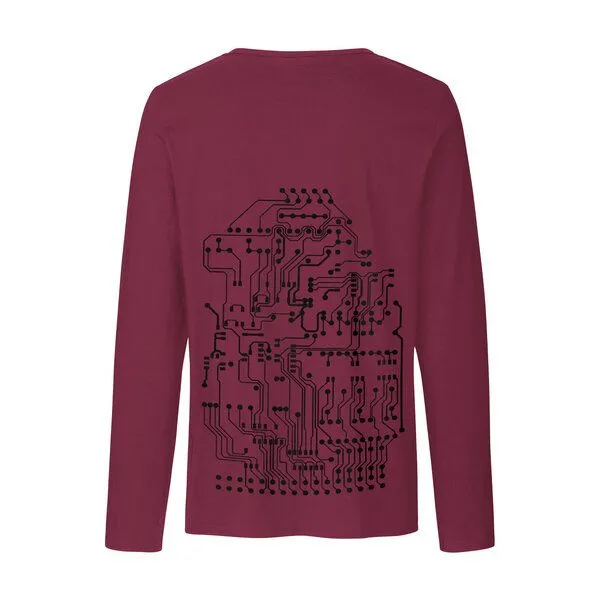 HANDGEDRUCKT HANDGEDRUCKT "Vernetzt" Männer Longsleeve, Bordeaux, – Produktbild 1 von 3