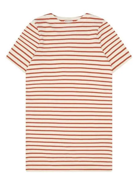 KnowledgeCotton Apparel KnowledgeCotton Apparel T-Shirt-Kleid mit Streifen aus Bio-Baumwolle, Rot-red-striped, – Produktbild 1 von 3