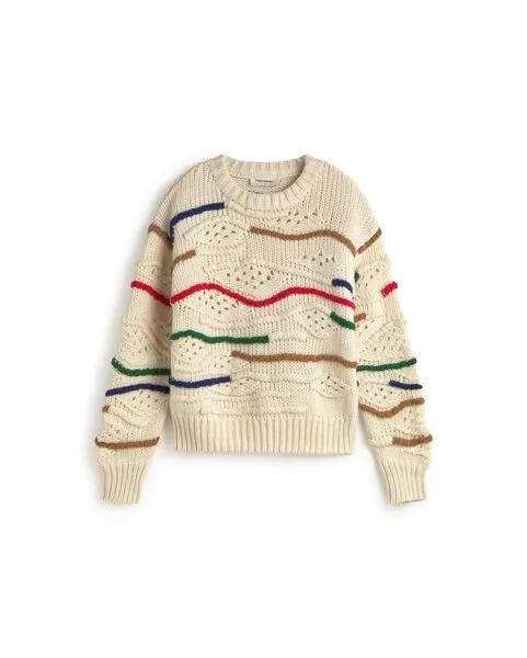 thinking mu thinking mu Damen Pullover - Macrame Candela Knitted Sweater - aus Wolle, Multicolor (creme), – Produktbild 4 von 4