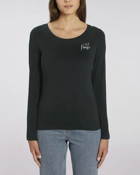 Human Family Human Family Bio Damen Longsleeve Shirt - Joker "100% Human" in 3 Farben, Schwarz, – Produktbild 3 von 4