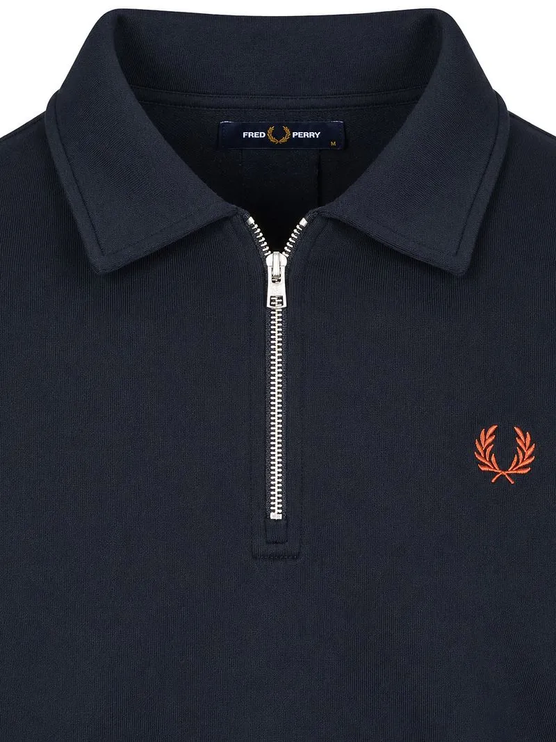 Fred Perry Fred Perry Langarm-Poloshirt Half Zip Navy - Größe M, Dunkelblau, – Produktbild 5 von 5