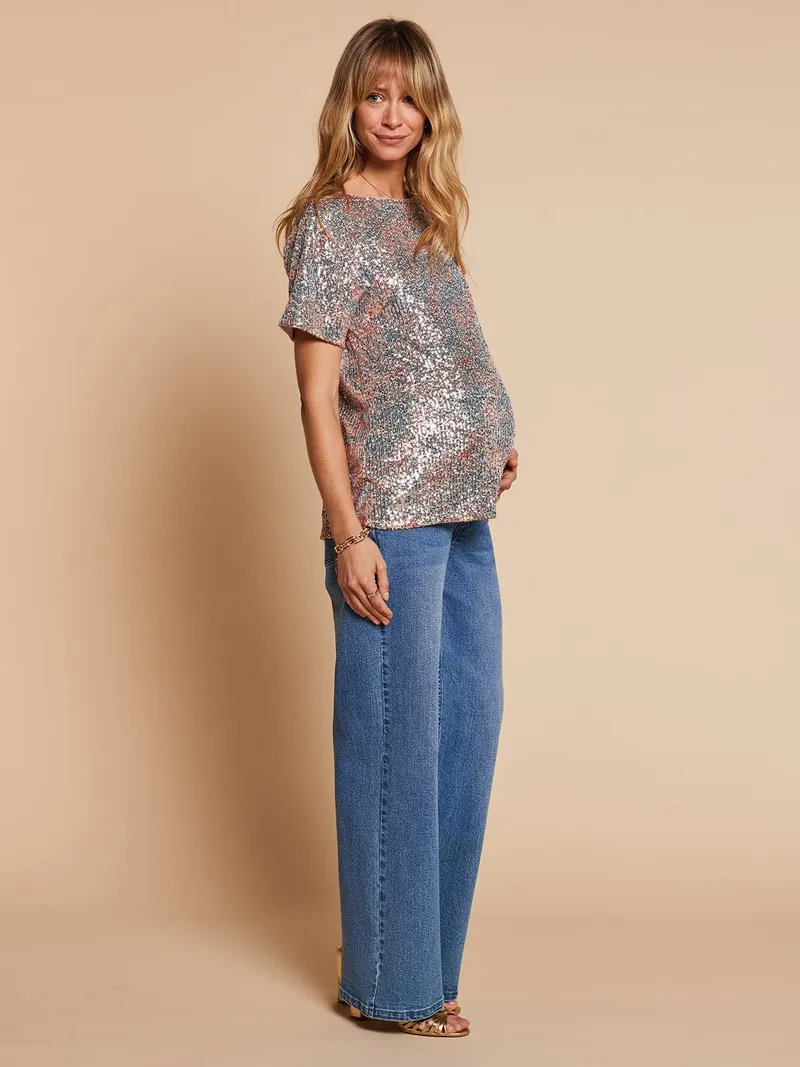 Envie De Fraise Festlicher Umstandsshirt mit Pailletten ENVIE DE FRAISE, Mehrfarbig, – Produktbild 2 von 4