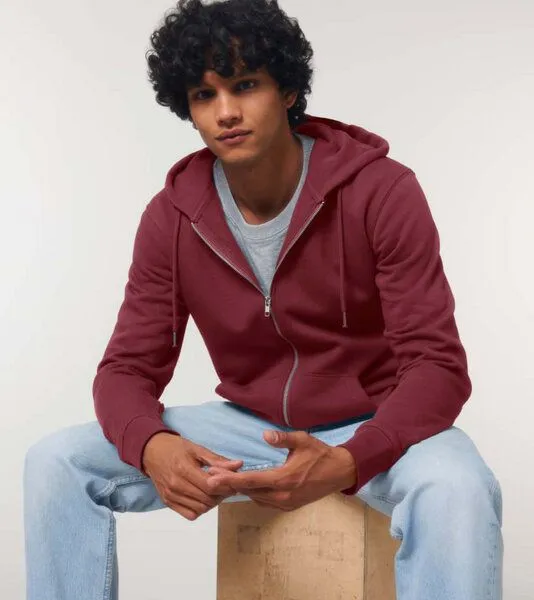 Gary Mash GARY MASH Zipjacke mit Kapuze, Unisex aus Biobaumwolle, Burgund (rot), – Produktbild 1 von 4