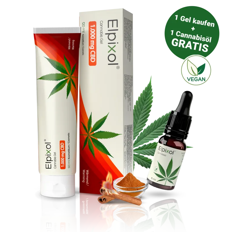 Elpixol Elpixol Cannabis Gel mit 1.000 mg CBD - wärmend + 10 ml Cannabisöl gratis – Produktbild 1 von 1
