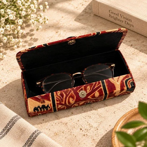 Janselo Savanna Rhythm Design Shanti-Leder-Brillenetui – Produktbild 3 von 3