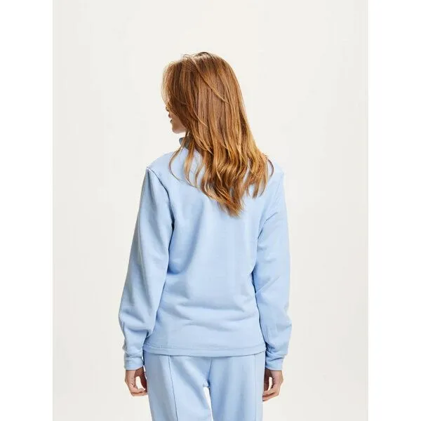 KnowledgeCotton Apparel KnowledgeCotton Apparel Damen Sweatshirt mit Stehkragen und Zipper "HIGH NECK SWEAT" aus Biobaumwolle - Chambray Blue, GOTS zertifiziert – Produktbild 2 von 4