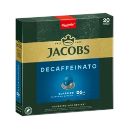 Jacobs Jacobs Classico Decaffeinato 6, koffeinfrei, Nespresso-kompatibel, 20 Aluminium-Kaffeekapseln, 104g – Produktbild 1 von 1