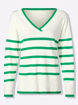 heine Streifenpullover grasgrün-ecru-geringelt – Produktbild 1 von 1