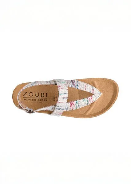Zouri ZOURI Vegane Zehensandale mit Bio-Baumwolle & Korkfußbett Modell: Isle, Desert (bunt), – Produktbild 3 von 4