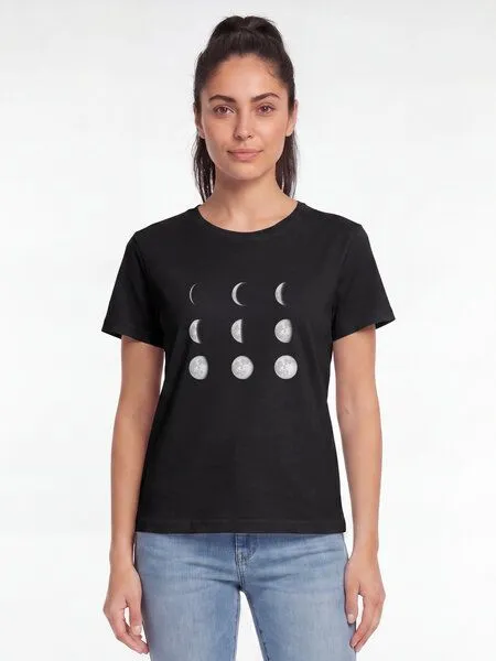 watapparel watapparel T-Shirt Frauen Moonphases, Black, – Produktbild 2 von 2