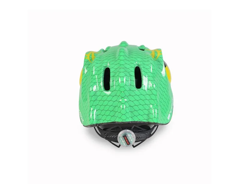 Byox Kinderhelm Y27 Dino, Größe S 48-54 cm, LED-Beleuchtung, 4 Löcher, einstellbar, EPS-Schale, Grün, – Produktbild 5 von 5