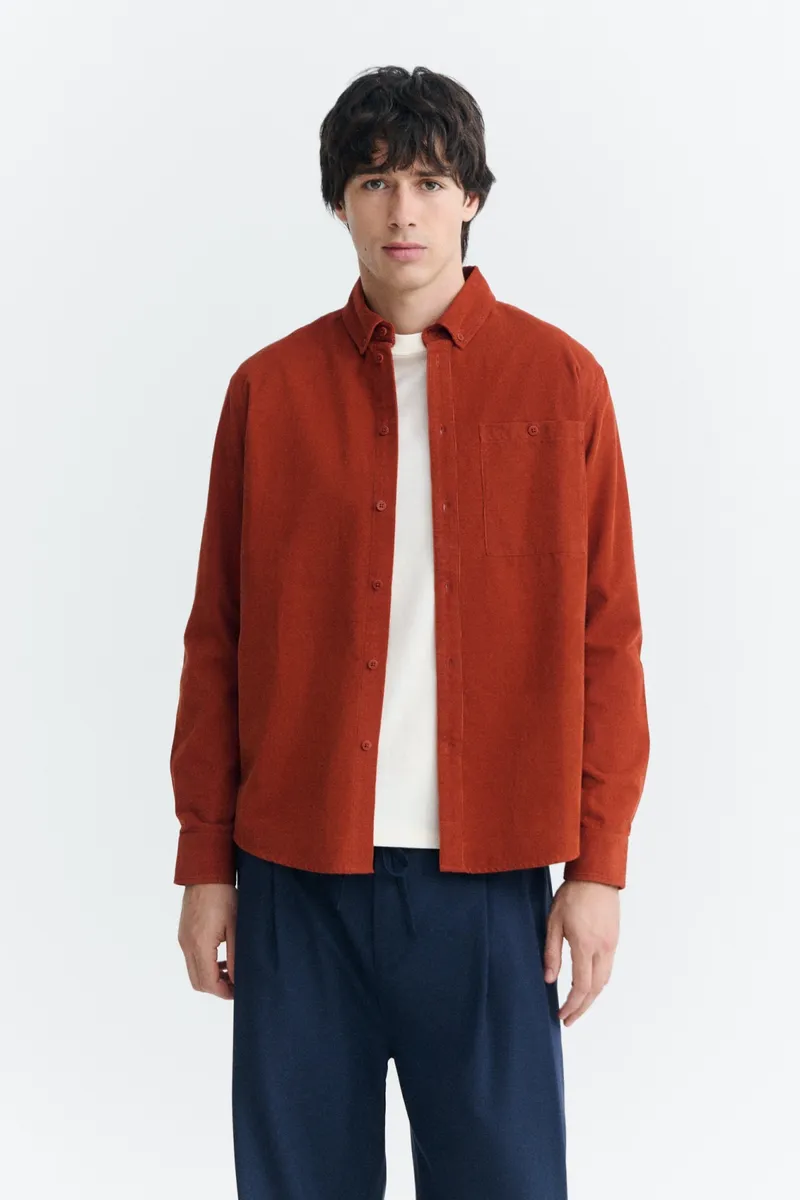 thinking mu Thinking MU Herren vegan Hemd Anto Mikrocord Orange, Orange, – Produktbild 2 von 2
